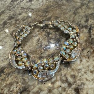 Vintage gold tone and rhinestone bracelet.